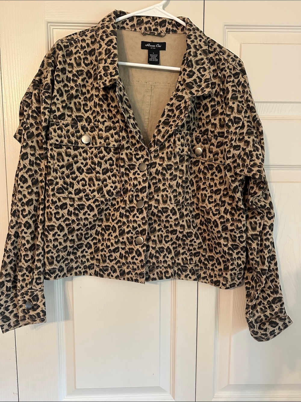 Anna Cau Leopard Print Crop Jacket - Tan/Black